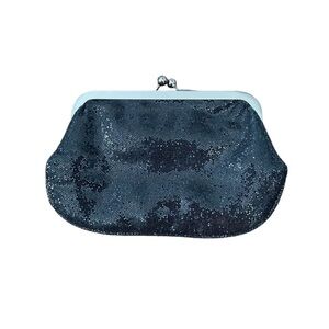 Express Small Black Shimmery Glitter Clutch Evening Bag